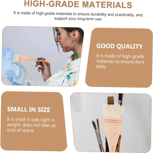 Miniatura 9 de EXCEART Herramienta de pintura de arte DIY pincel plano de pintura al óleo de tamaño pequeño para decoración casera pintura de pared