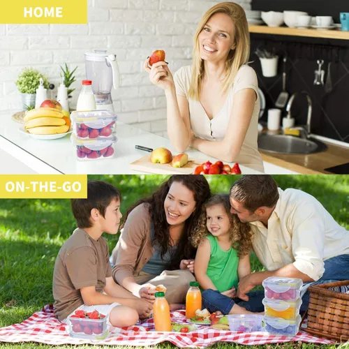 Miniatura 6 de KIGI Pequeño recipiente de plástico para almacenamiento de alimentos para aperitivos, almuerzo y preparación de comidas, sin BPA, tapas herméticas