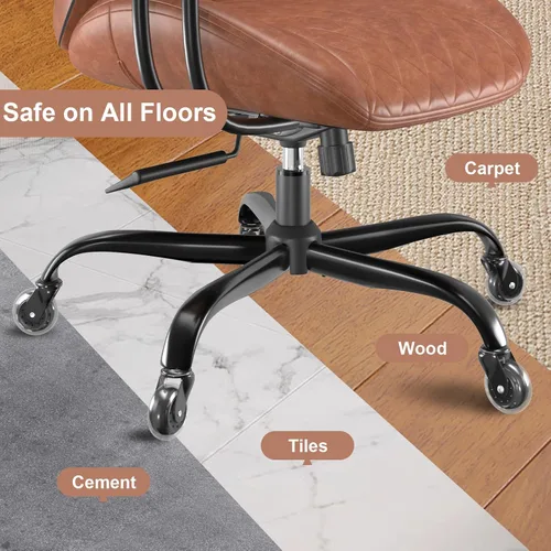 Miniatura 6 de Silla de oficina, silla ergonómica para computadora, silla de escritorio de cuero con soporte lumbar y ruedas de goma, silla ejecutiva de mediados