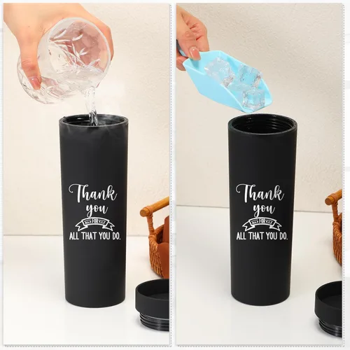Miniatura 5 de Rtteri 10 tazas de agradecimiento de la semana de la CNA, regalos a granel de agradecimiento a los empleados, vasos delgados de plástico Negro