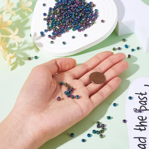 Miniatura 4 de Craftdady 6/0 cuentas de semillas de vidrio de 0.157 in aproximadamente 4500 piezas metálicas brillantes pequeñas cuentas espaciadoras sueltas