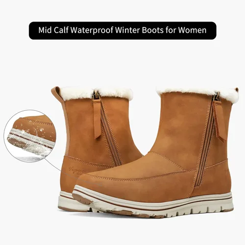Miniatura 7 de Vepose Botines de nieve para mujer, impermeables, cortavientos, cálidos, para invierno
