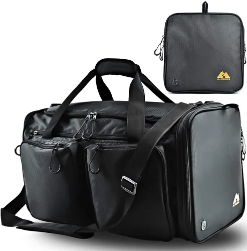 Bolsa de lona para hombre, ultraligera, plegable, bolsa de lona para gimnasio, compartimento para zapatos de 40 litros y bolsillo húmedo, transporte