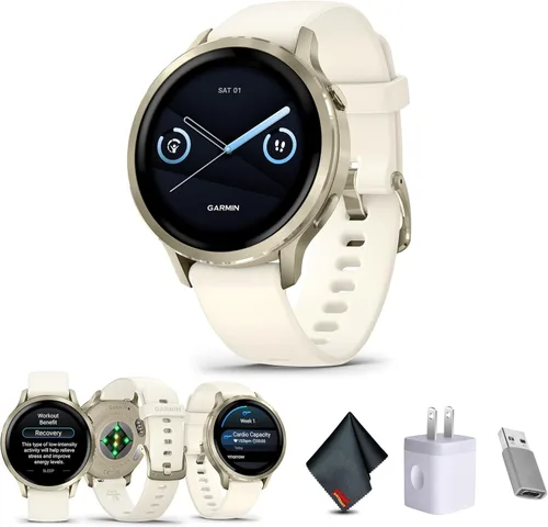 Garmin Venu 4, 1.614 in, reloj inteligente GPS avanzado con rastreador de fitness, pantalla AMOLED de 1.2 pulgadas, linterna incorporada, 10 días de