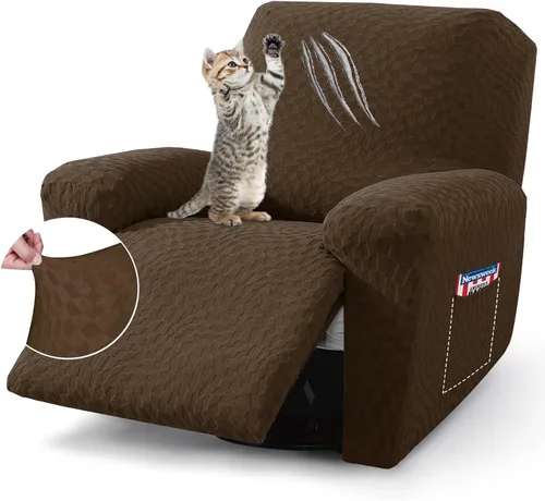 Miniatura 27 de ZNSAYOTX 2026 Funda elástica para sillón reclinable de 3 piezas (61 cm-94 cm) Fundas súper suaves para silla reclinable con bolsillo grande y lazos