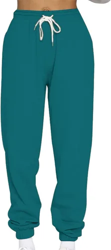 Miniatura 2 de Pantalones con forro polar para mujer, estilo casual, holgados, color sólido, para invierno, cálidos, con forro de sherpa, pantalones deportivos