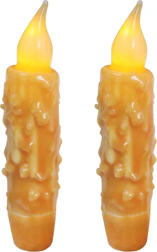 Miniatura 18 de CVHOMEDECO. Velas de cera real sumergidas a mano con temporizador LED con pilas, velas cónicas sin llama primitivas del país, 4-3/4 pulgadas, negro