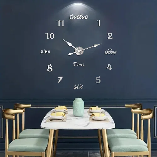 Miniatura 10 de Moderno reloj de pared grande sin marco, funciona con pilas, espejo 3D, relojes de pared decorativos para decoración de sala de estar (negro)