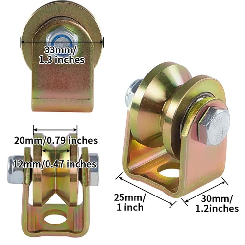 Miniatura 3 de Skelang Rueda de ranura en V de 1.25 pulgadas, rueda de puerta deslizante, rueda rígida con soporte para pista invertida, puerta rodante, puerta