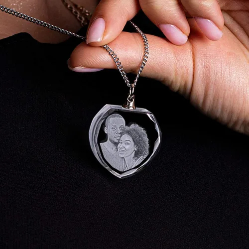Miniatura 8 de ArtPix 3D Collar personalizado de corazón con foto de cristal, regalo personalizado para padre, papá, hombres, mujeres, él, ella, abuelo, grandes
