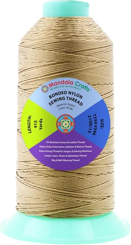 Miniatura 110 de Mandala Crafts - Hilo de nailon para coser cuero, tapicería, mezclilla y para trenzar el pelo; resistente, 1500 yardas, tamaño 69 T70 Marrón