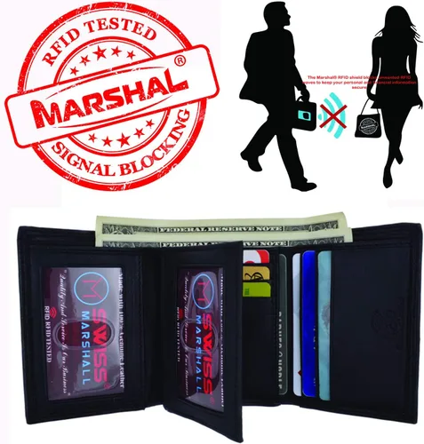 Miniatura 2 de Swiss Marshall - Cartera de piel con bloqueo RFID para hombre