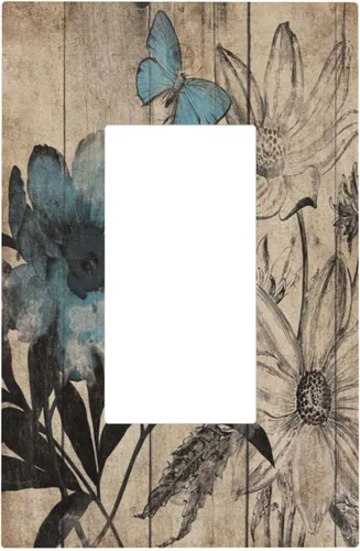 Miniatura 64 de Mid Century Morden Boho - Placa de pared para interruptor de luz dúplex de 1 banda, placa frontal decorativa eléctrica para receptáculo para baño