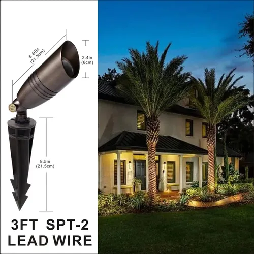 Miniatura 2 de Focos de paisaje de bajo voltaje de 12 V para exteriores, luces de subida direccional de latón macizo, estaca de suelo, accesorio de iluminación