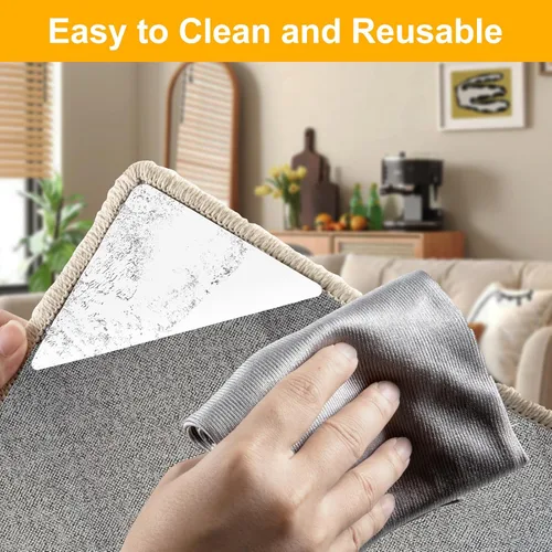 Miniatura 4 de Daisyhome 12 cintas adhesivas para alfombras, agarre de almohadilla para suelos de madera dura, cinta adhesiva de doble cara, agarres