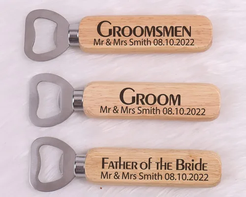 Miniatura 2 de Fiico - Abrebotellas de madera personalizado, regalo de padrino, recuerdo de boda