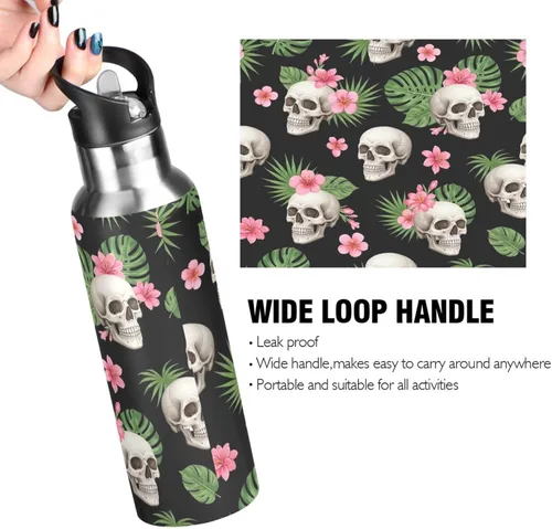 Miniatura 4 de Human Skulls Insulated Water Bottle 20 Oz, BPA-Free Sports Water Bottle with Straw Leakproof Water Bottles