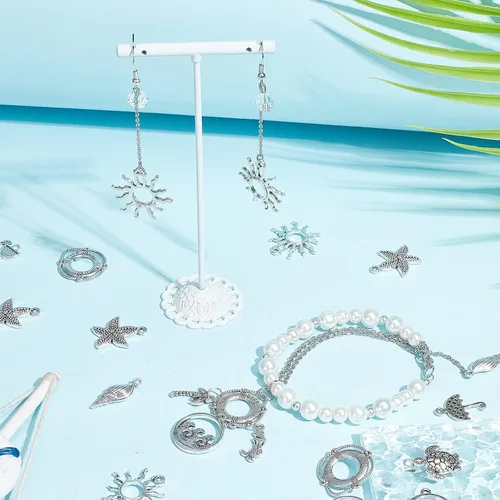 Miniatura 5 de SUNNYCLUE 1 caja de 72 piezas de 12 estilos de dijes plateados del océano Hawaii Beach Charm a granel estilo tibetano aleación tortuga marina sol