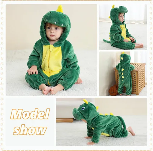 Miniatura 5 de MICHLEY - Overol unisex para bebé, mameluco estilo animal, con capucha, de franela, cosplay, para invierno u otoño