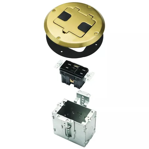Miniatura 12 de RACO 6239BK Kit de piso con dispositivo dúplex empotrado 15A TR y caja de acero ajustable, 1-Gang, negro