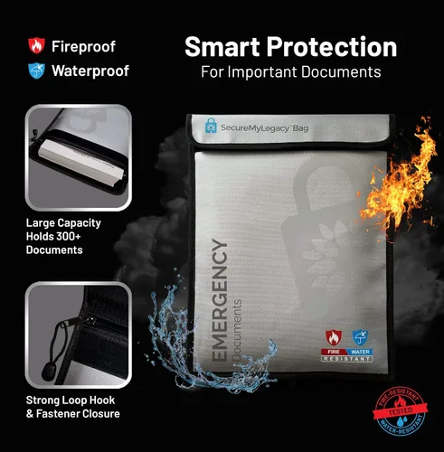 Miniatura 3 de Secure My Legacy - Bolsa impermeable e ignífuga para documentos (4 unidades)