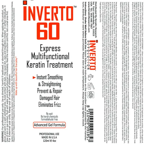 Miniatura 2 de INVERTO 60 Advanced Gel Complex Brazilian Keratin Hair Blowout Treatment Formaldehyde Free Straightening Smoothing and Repair Damaged Hair Keratin