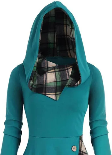 Miniatura 5 de Vestidos midi para mujer de talla grande bufanda con cuello y botones vestido de punto asimétrico