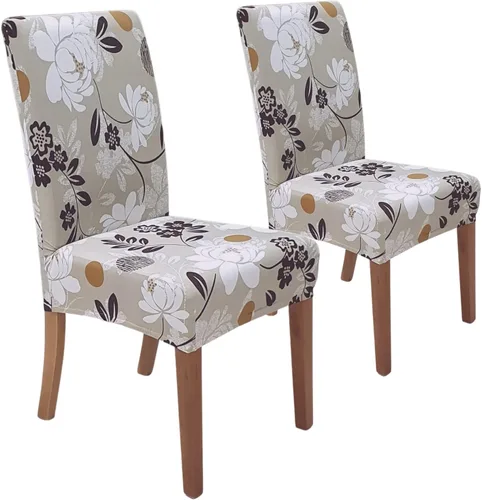 Miniatura 73 de SPRINGRICO Paquete de 6 fundas blancas para sillas de comedor, fundas elásticas para sillas de comedor con diseño floral, de elastano lavable