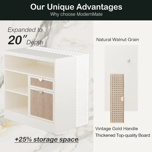 Miniatura 8 de ModernMate Archivador lateral de 2 cajones, archivador de madera para oficina en casa con cerradura, tira de alimentación y estantes