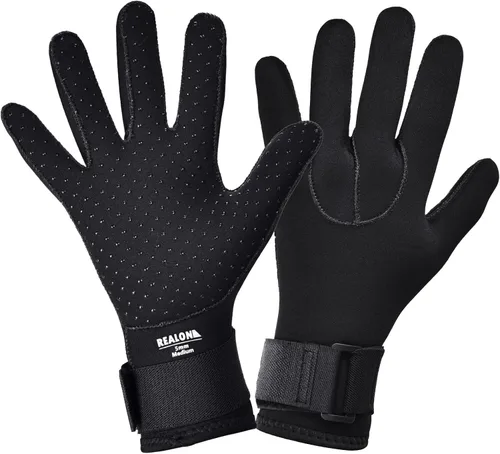 Miniatura 7 de Guantes de neopreno para buceo para hombres y mujeres, 0.197 in, cálidos con cinco dedos en agua fría, banda elástica para la muñeca antideslizante