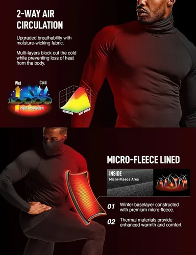 Miniatura 7 de ATHLIO 2 or 3 Pack Men's Thermal Long Sleeve Compression Shirts, TurtleMock Winter Sports Base Layer, Active Running Shirt