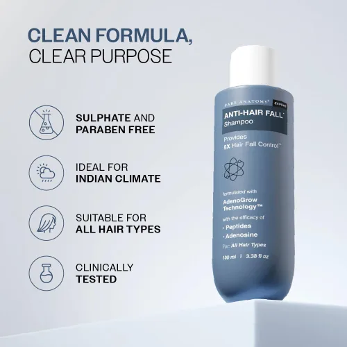 Miniatura 8 de Bare Anatomy Champú anticaídas Proporciona 5 veces control de caída del cabello pH 4.6 Adenosina y péptidos Fortalece las raíces débiles