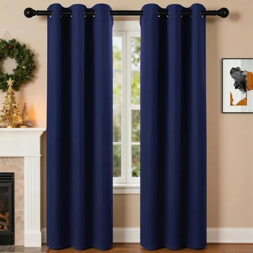 Miniatura 68 de Cortinas de oscurecimiento de habitación de 45 pulgadas de largo para dormitorio y sala de estar, cortinas térmicas aislantes con ojales