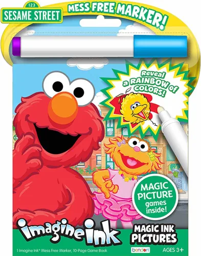 Plaza Sésamo Elmo Imagine Ink | Libro para colorear de Plaza Sésamo con marcador libre de desorden | Imágenes de tinta mágica y libro de juegos |