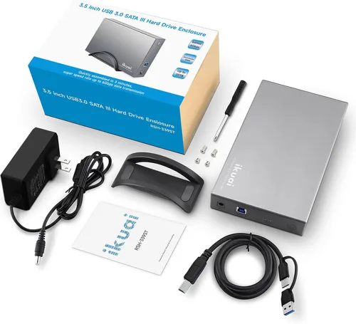 Miniatura 6 de Caja de disco duro de aluminio de 3.5 pulgadas USB 3.0/USB C a SATA para disco duro interno de 3.5 pulgadas y SSD de hasta 20 TB