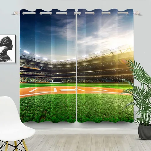 Miniatura 30 de Cortinas opacas de fútbol para dormitorio de niños, con temática deportiva, para sala de fútbol, cortinas de fútbol en blanco y negro