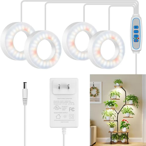 Miniatura 11 de Kullsinss Luces de cultivo de techo de 6 pulgadas para plantas de interior, 168 LED de espectro completo, lámpara de cultivo de plantas Halo debajo