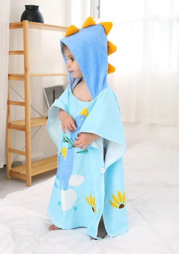 Miniatura 5 de TONWHAR Toalla de playa de algodón con capucha para baño, piscina/playa para niños, diseño de animales de dibujos animados, para bebés y niños Nuevo