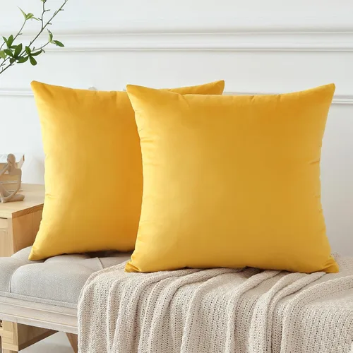 Miniatura 7 de OTOSTAR Paquete de 2 fundas de almohada decorativas de tiro de terciopelo suave de 18 x 18 pulgadas, fundas de cojín cuadradas sólidas, funda
