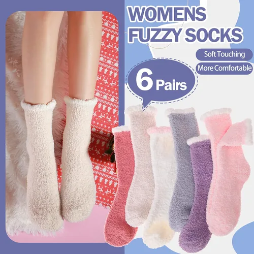 Miniatura 2 de ANTSANG Womens Fuzzy Socks Slipper Winter Fluffy Comfy Cozy Socks Cabin Warm Home Socks