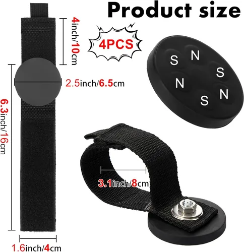 Miniatura 2 de Windyun 4 ganchos magnéticos para garaje, correas magnéticas resistentes, ganchos magnéticos para colgar cables, mangueras, cuerda de taller