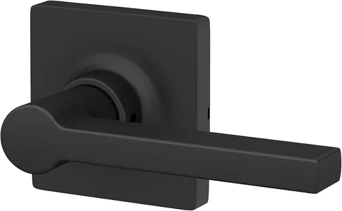Miniatura 5 de Palanca recta con manija de puerta simulada de moldura cuadrada, acabado negro mate, paquete de 4