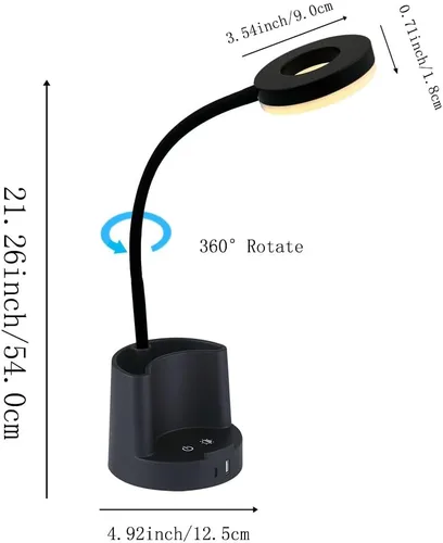 Miniatura 9 de HomeFocus Lámpara de escritorio, lámpara de escritorio LED RGB, lámpara de mesa, luz de lectura y luz nocturna para oficina en casa, negro