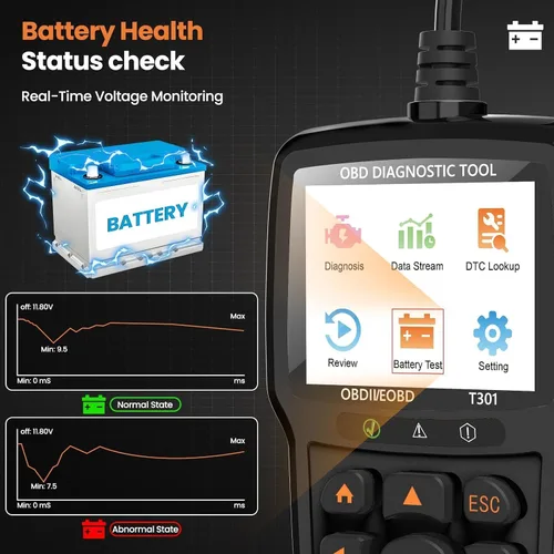 Miniatura 3 de Beaspire Herramienta de diagnóstico del escáner OBD2, lector OBD2 de código de luz del motor con reinicio, preparación I/M, probador de batería