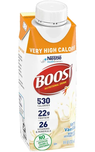 Miniatura 4 de Boost Bebida nutricional completa de calorías, muy alta, caja de vainilla, 8 onzas, paquete de 27