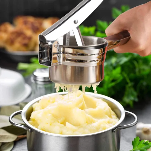 Miniatura 2 de Triturador de patatas de acero inoxidable, gran capacidad, 15 onzas, herramienta de cocina para papas, frutas, verduras y alimentos para bebés
