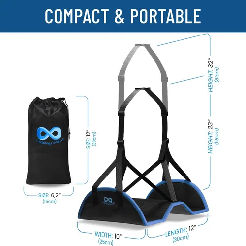Miniatura 4 de Everlasting Comfort Funda de asiento tipo hamaca para avión - Reposapiés de espuma viscoelástica para viajes en avión - Reposapiés portátil