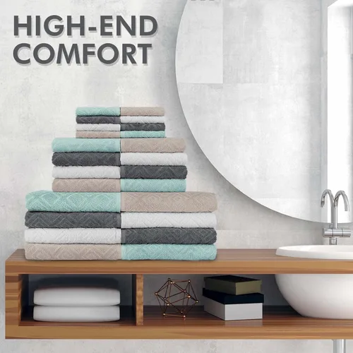 Miniatura 6 de Nine West - Juego de toallas de lujo de 6 piezas, fabricadas con 100% algodón turco, altamente absorbentes y cómodas, incluye 2 toallas de baño, 2