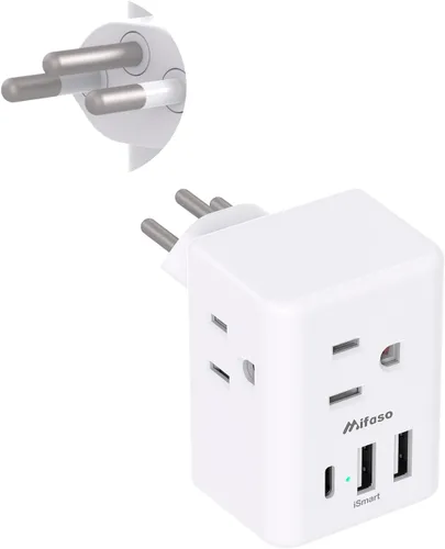 Adaptador de enchufe de viaje para Suiza, adaptador de enchufe suizo con 3 tomacorrientes, 3 puertos de carga USB (1 USB C), adaptador de corriente