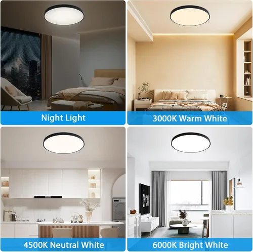 Miniatura 6 de Lámpara de techo LED redonda de 19.7 pulgadas, lámpara de techo de montaje empotrado regulable de 36W con control remoto, lámpara de techo moderna